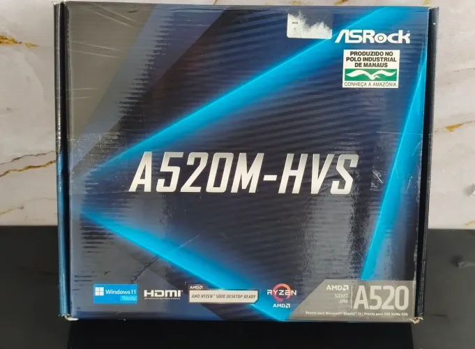 Placa Mãe - Asrock A520M-HVS, AM4, Ddr4, M.2, HDMI