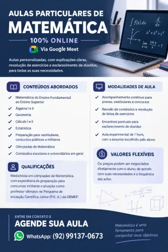 Aulas particulares de matemática