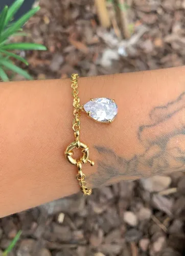 Pulseira Gota de Zircônia Banhada a Ouro 18k | Elegante e Delicada