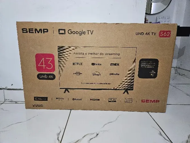 Smart TV 43" SEMP 4K UHD Google TV (Modelo S62) - Nova na Caixa!