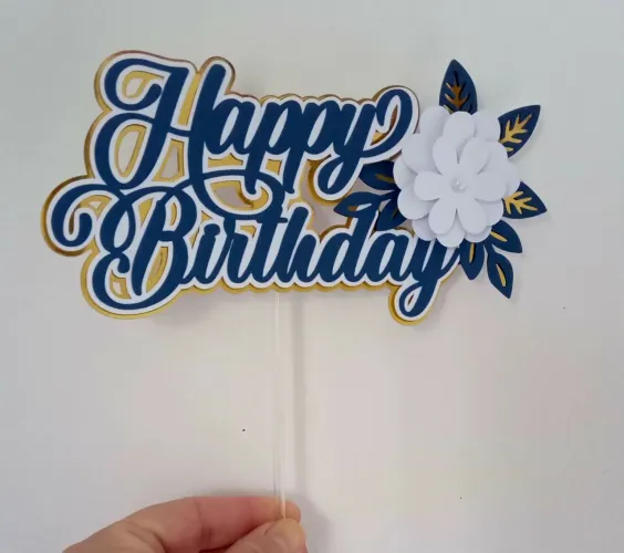 Topo pra bolo topper decoração feliz aniversário parabéns 