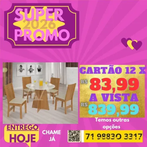 Mesa com Cadeiras Di/ Pagamento ao motorista na entrega