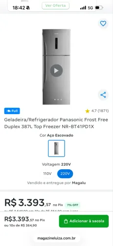 Vende-se GELADEIRA PANASONIC DUPLEX FROST FREE - 387L - USADA