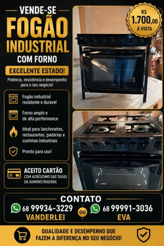 Vende-se um fogão industrial com forno