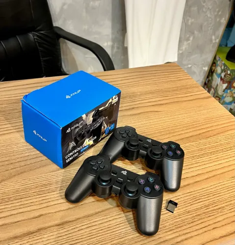 Kit com 2 Controles Sem Fio para PS2 e PC