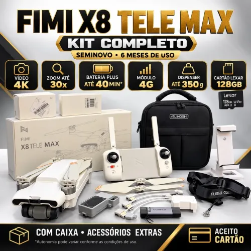 Drone Fimi X8 TeleMax com dispenser de cargas, autofalante e módulo 4g