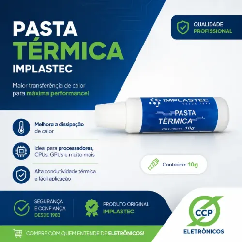 Pasta Térmica Implastec para PCs, Notebooks e Games