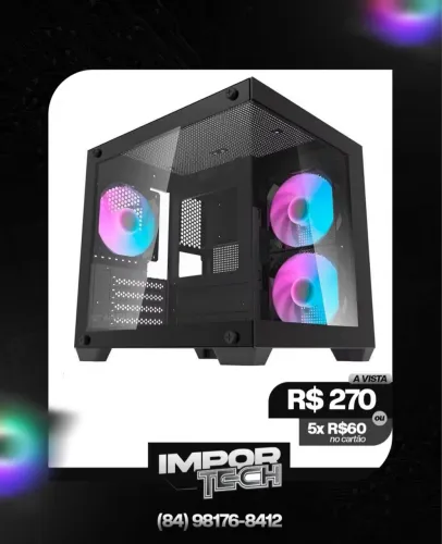 Gabinete Aigo Darkflash Korgan K275M Rainbow + 3 Fans. @importech_084