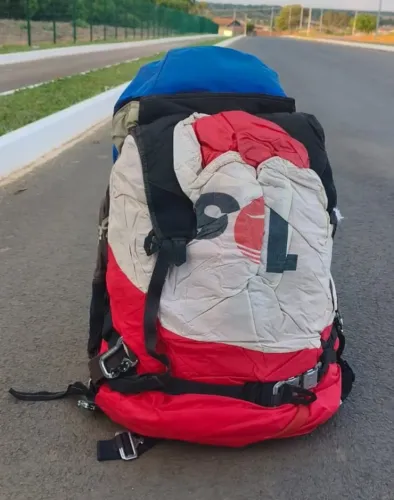 Kit Parapente Voo Livre - Vela Sol Ellus + Selete Sol Slider + Mochila
