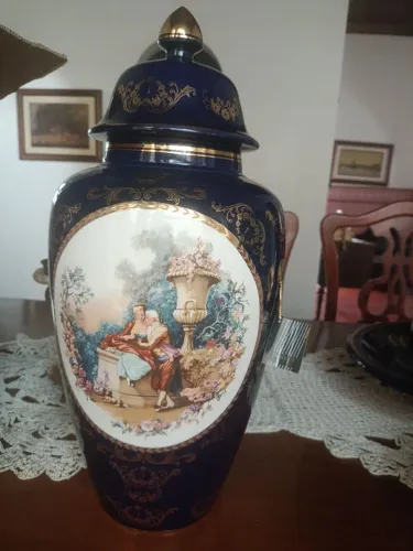 Potiche Limòges autêntico Azul 