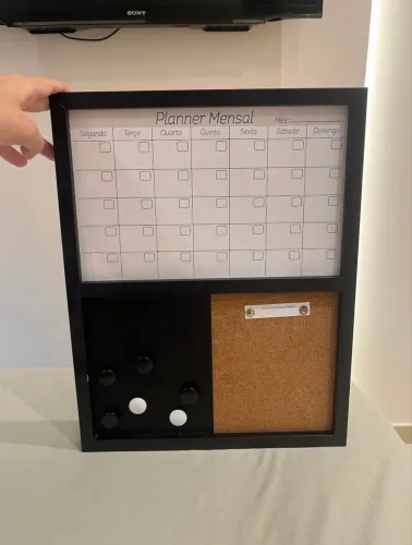 Quadro planner mensal moldura preta