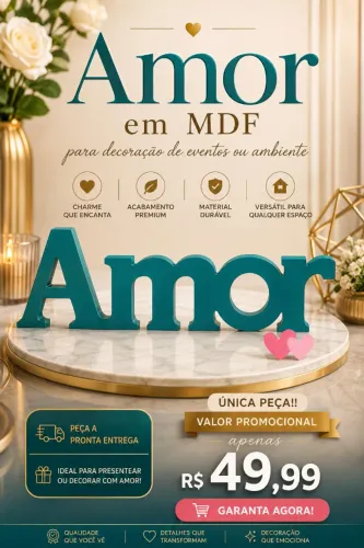 Letreiro AMOR em MDF