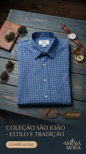 Camisa masculina para o São João manga longa