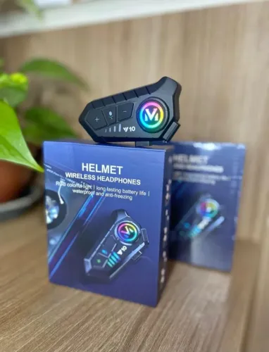 Fone para Capacete de Moto Y10 Sem Fio com Bluetooth 5.3 e Luz RGB