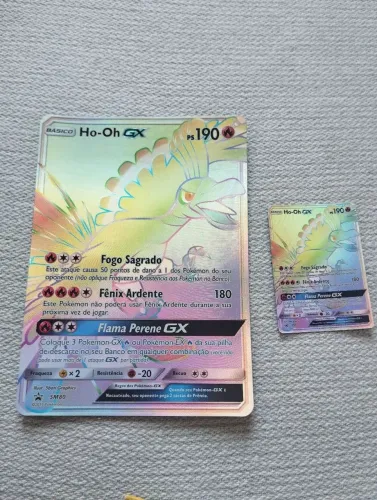 Cartas pokémon Ho-oh GX rainbow + carta jumbo