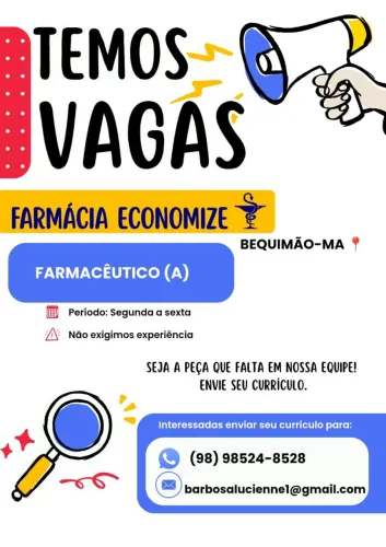 Vaga para farmacêutico RT
