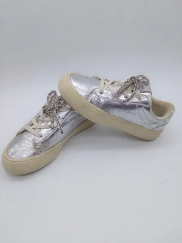 Sapatênis Infantil Menina Original Zara Prateado Strass 