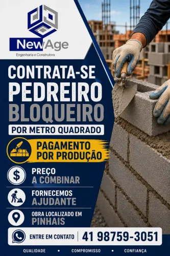 contrata-se Bloqueiro por produção 20 reias o metro 