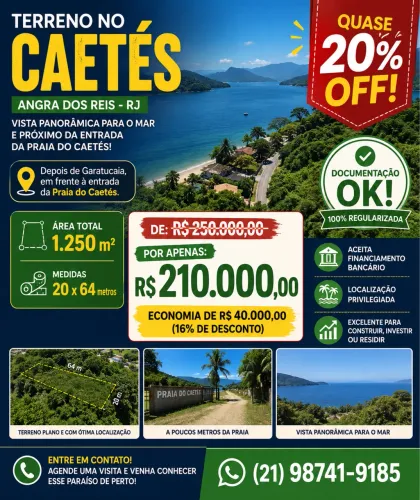 Terreno 1.250m² em Angra dos Reis | Vista para o Mar | Documentação OK | R$ 210 mil