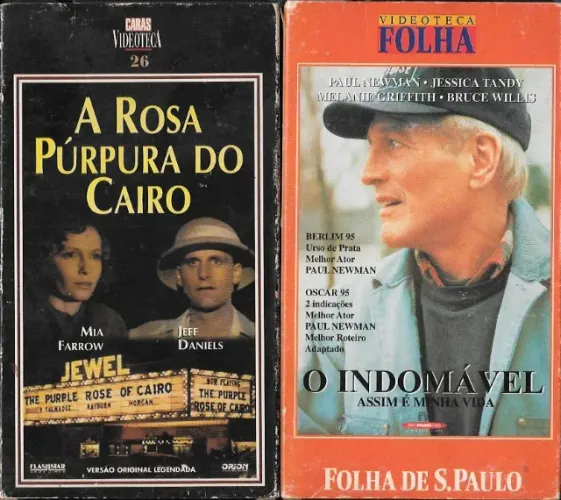 VHS: A Rosa Púrpura do Cairo (c/ Mia Farrow, Jeff Daniels) + VHS: O Indomável (filme leg.)