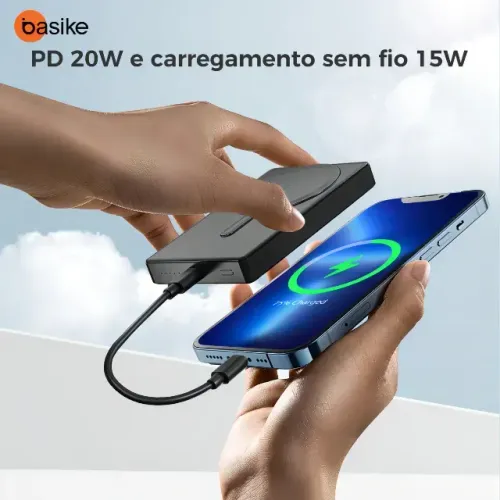 Carregador Portátil Magnético / por indução 10.000mah, 20w Marca: Basike Whatsapp 62 982