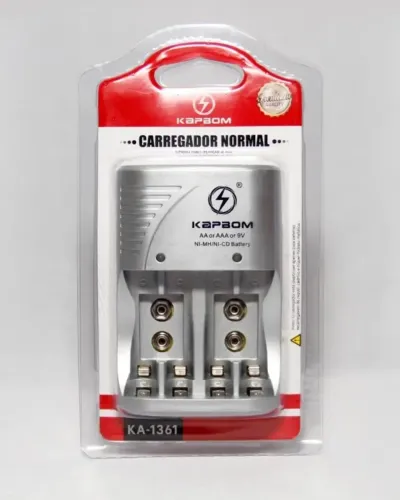 Carregador de Pilhas Recarregáveis AA, AAA e 9V MH/NI-CD BATTERY KAPBOM KA-1361