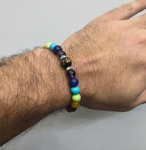 Pulseira 7 Chakras com Pedra Natural e Pedra Vulcânica | Unissex