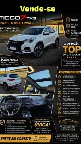 Chery Tiggo 7 TXS 1.5 16V Turbo Flex Aut. 2021