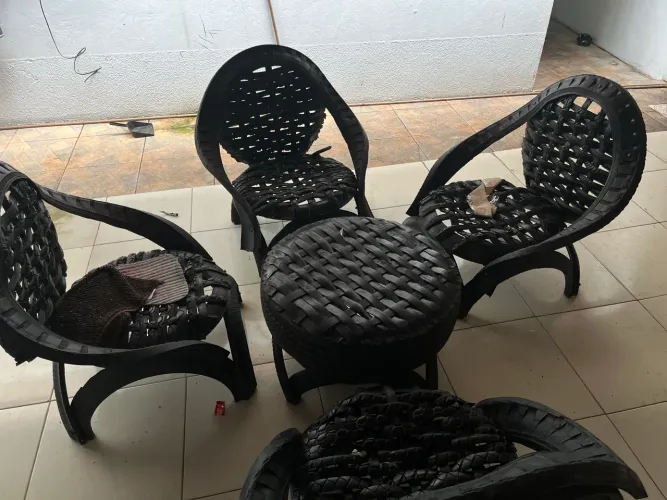 Conjunto Poltronas Para Jardim Feitas Manualmente Com Pneus