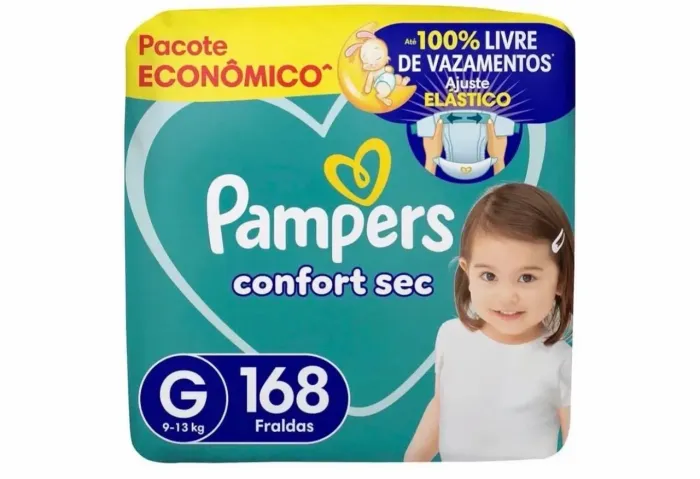 Fraldas Pampers PCT 168 Uni Tamanho G.