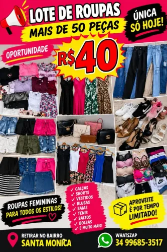BARATO oportunidade : LOTE DE ROUPAS MAIS DE 50 PEÇAS