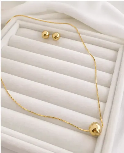 Conjunto Esfera ouro 18k