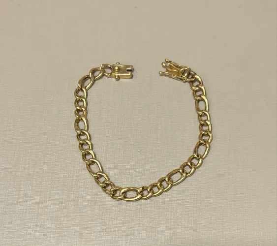 Pulseira corrente de ouro 3x1 18k 7mm x 215mm 
