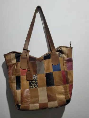 Bolsa de patchwork de Couro Tamanho grande 