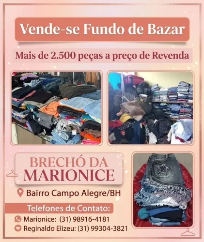 Vende-se Fundo de Bazar em BH - Roupas e. Excelente estado. Preço de revenda