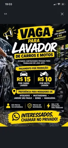 Preciso de lavador urgente