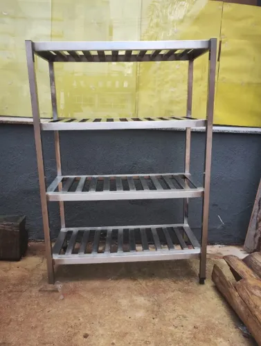 Estante inox 304 Alfatec 4 prateleiras - Cozinha industrial A138 x L95 x P50