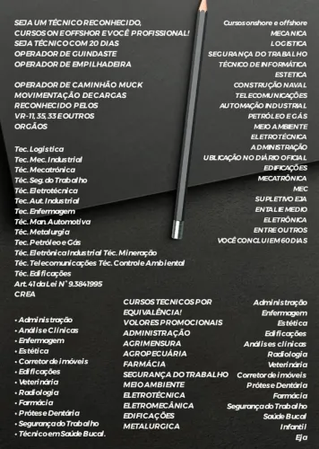 Cursos: Ensino médio, Graduações e cursos Técnicos.