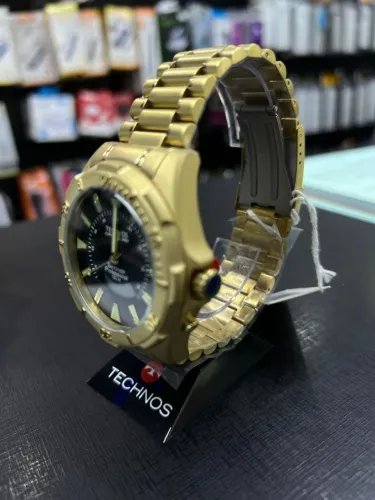 Relógio Technos Skydiver Professional 150M - Aço Dourado | Original