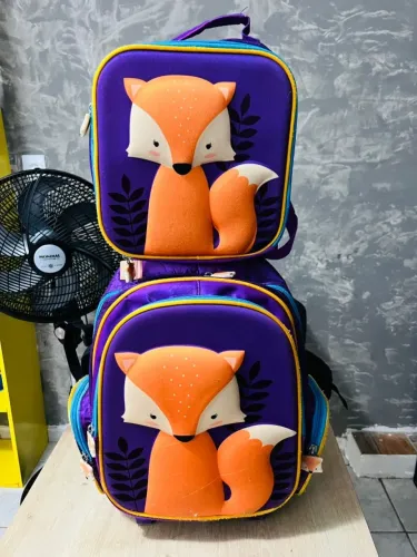 Bolsa Infantil Escolar + Lancheira- Raposa