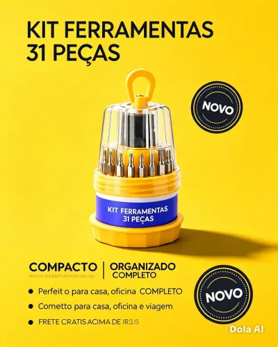 Kit Ferramentas 31 peças ? Completo, Compacto e Novo
