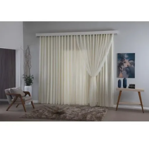 Cortina microfibra com voil
