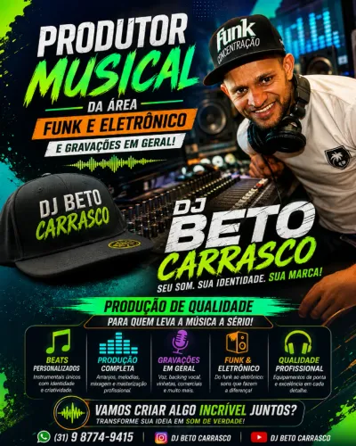 Produção Musical Em Geral: Funk , Rap, Trap entre outros