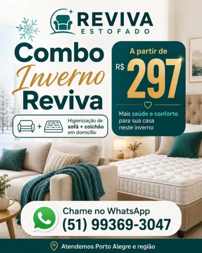 Higienização de Sofá e Colchão em Porto Alegre | Combo Inverno