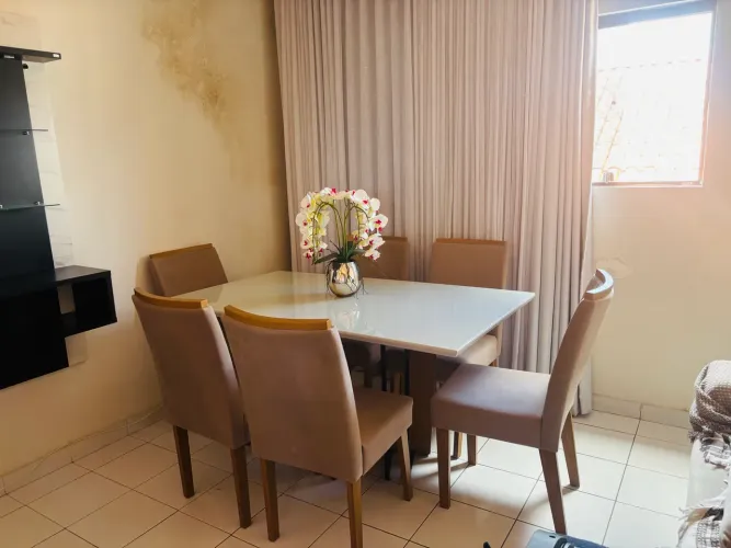 Mesa Jantar 6 Lugares - Tampo Branco Brilhante 1,60x0,90