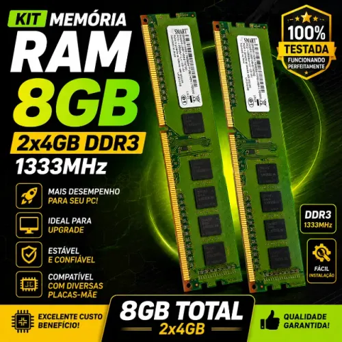 Kit 8GB DDR3 Smart Modular 2x4GB 1333MHz Desktop