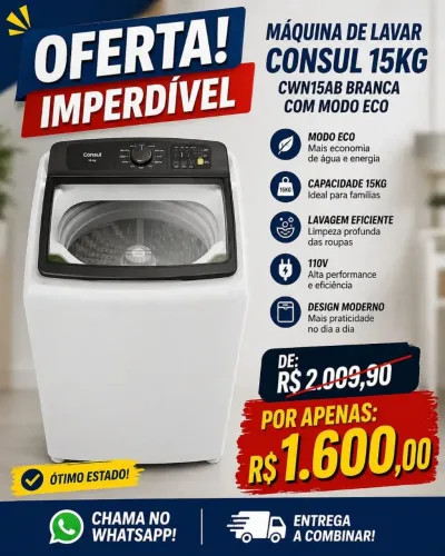Máquina de lavar Consul 15 kg nova