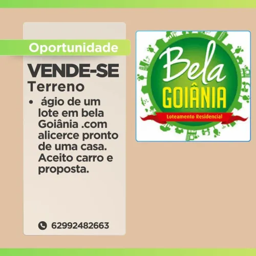 Vende-se lote setor bela Goiânia