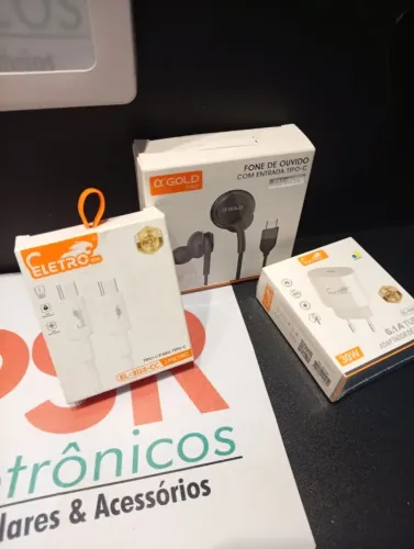 Fone de ouvido tipo C cabo tipo C e fonte 30W
