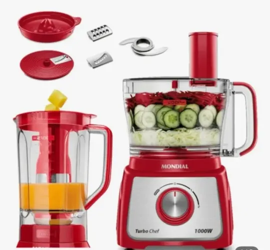 Multiprocessador Turbo Chef 7 Em 1 Mondial 1000w Mpn-01-re Vermelho 220v
